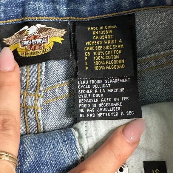Vintage Harley-Davidson Blue Snap Flare Jeans – Size 4 (26/27) - Picture 5 of 8